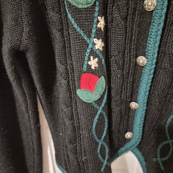 Vintage 1989 Susan Bristol Wool Knit Cardigan Sz M - Picture 3 of 11